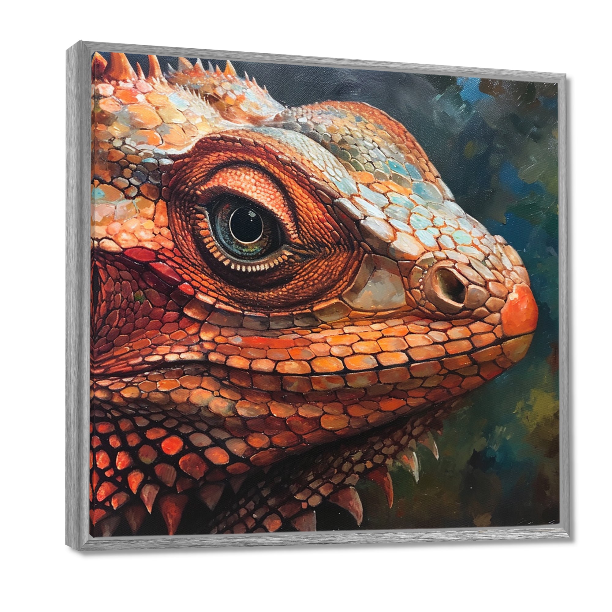 Smirky Red Lizard Portrait - Lizard Wall Art Prints