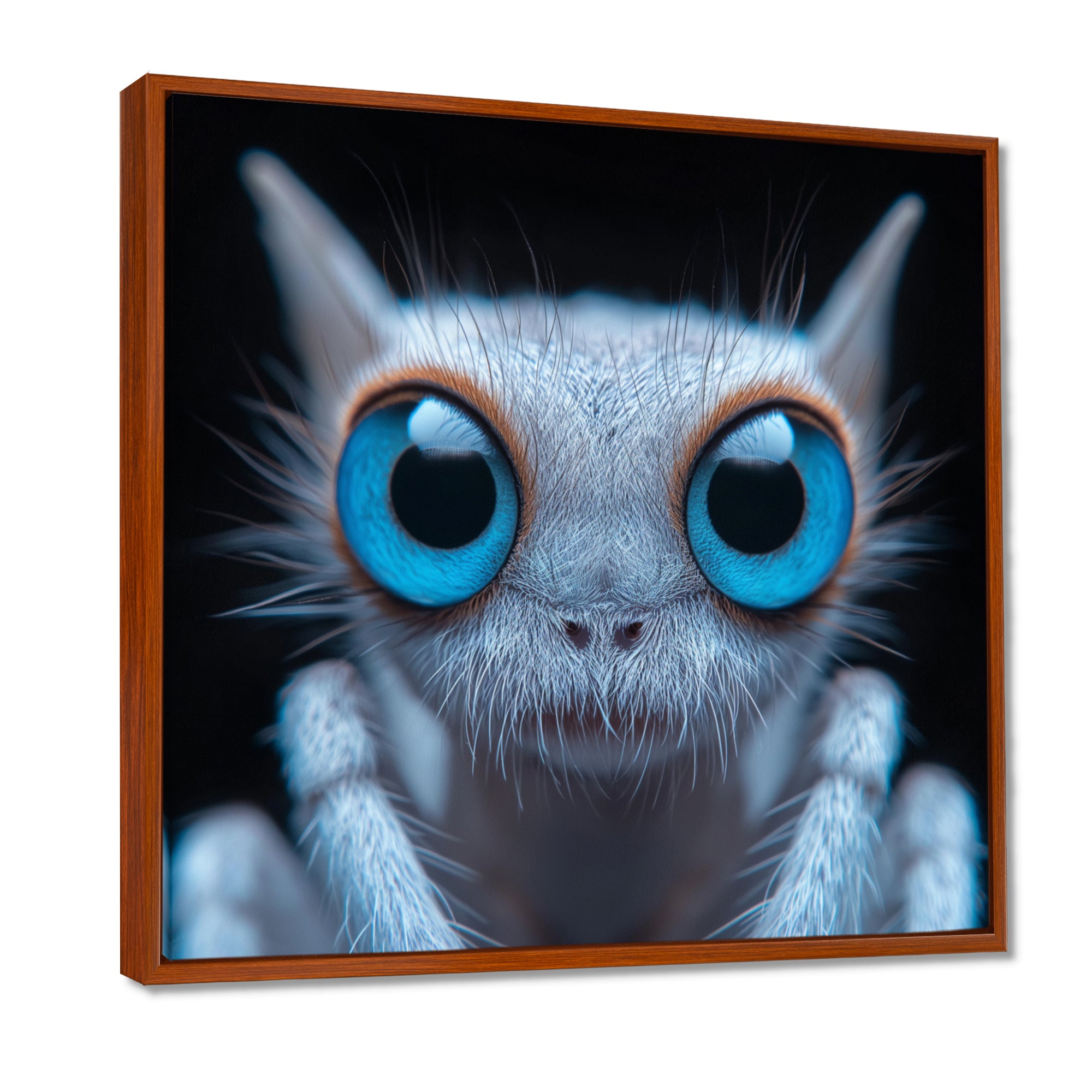 Macro Close-up Of Cute Spider Creature - Insects & Bugs Framed Canvas Art