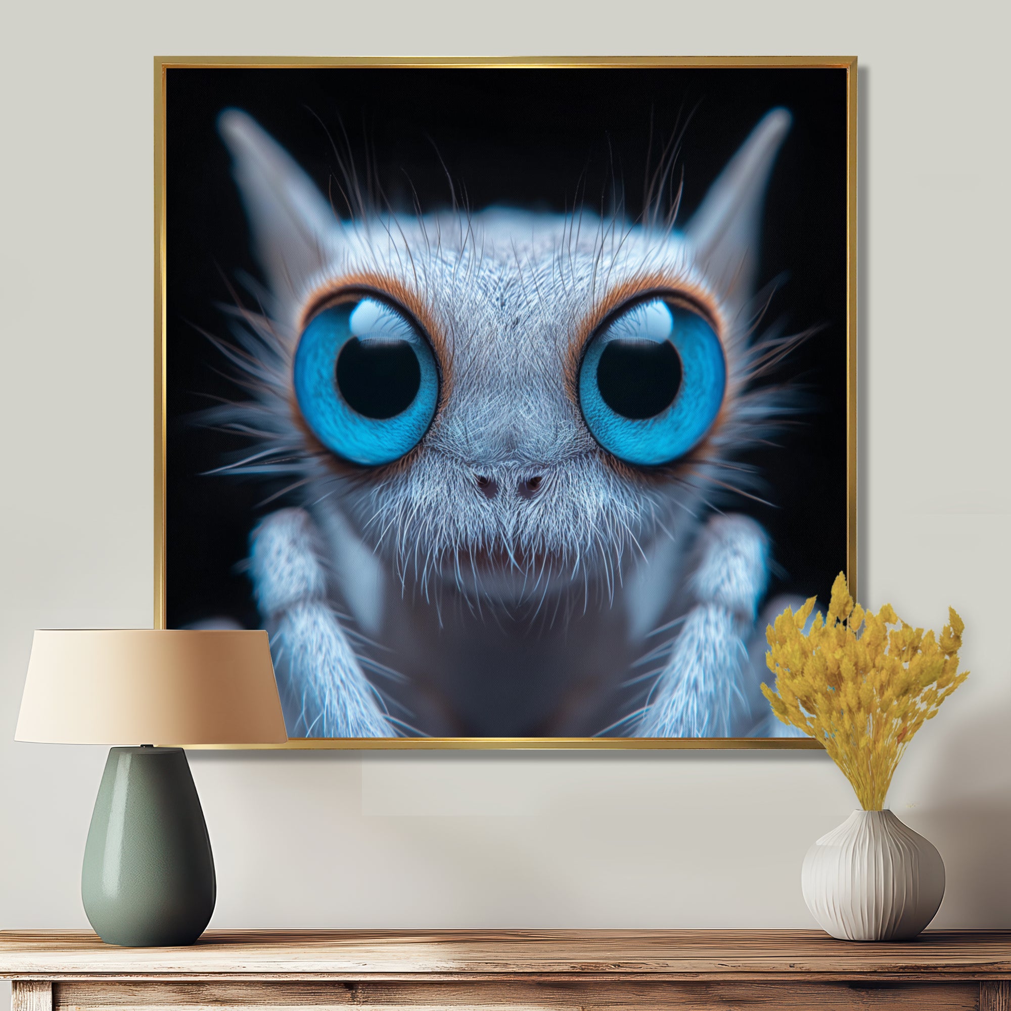 Macro Close-up Of Cute Spider Creature - Insects & Bugs Framed Canvas Art