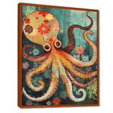Flowerful Octopus Deep Sea Boho Vintage - Octopus Living Room Wall Art
