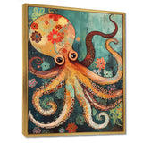 Flowerful Octopus Deep Sea Boho Vintage - Octopus Living Room Wall Art