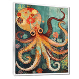 Flowerful Octopus Deep Sea Boho Vintage - Octopus Living Room Wall Art