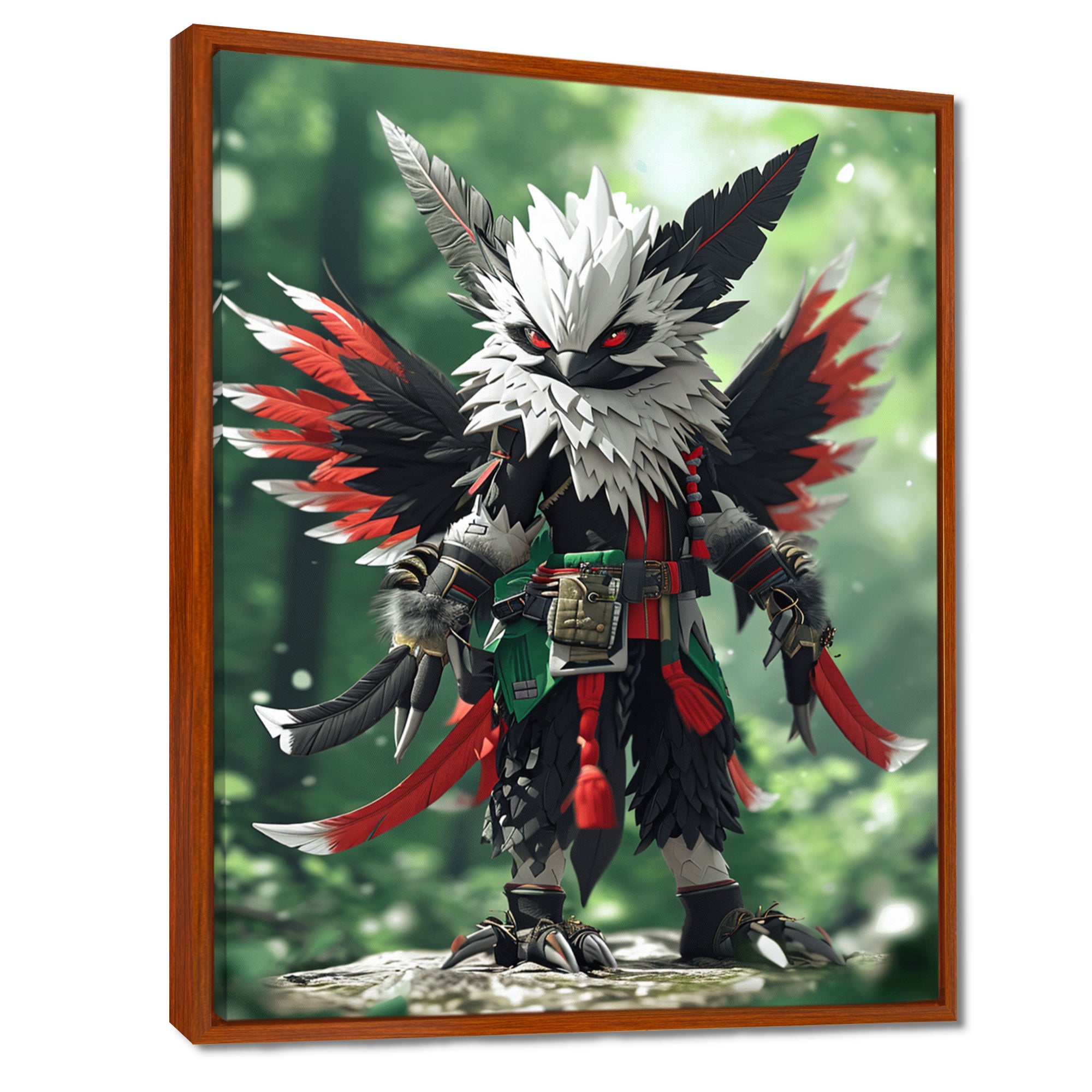 White Owl Feathered Fantasy Warrior - Owl Bedroom Wall Art
