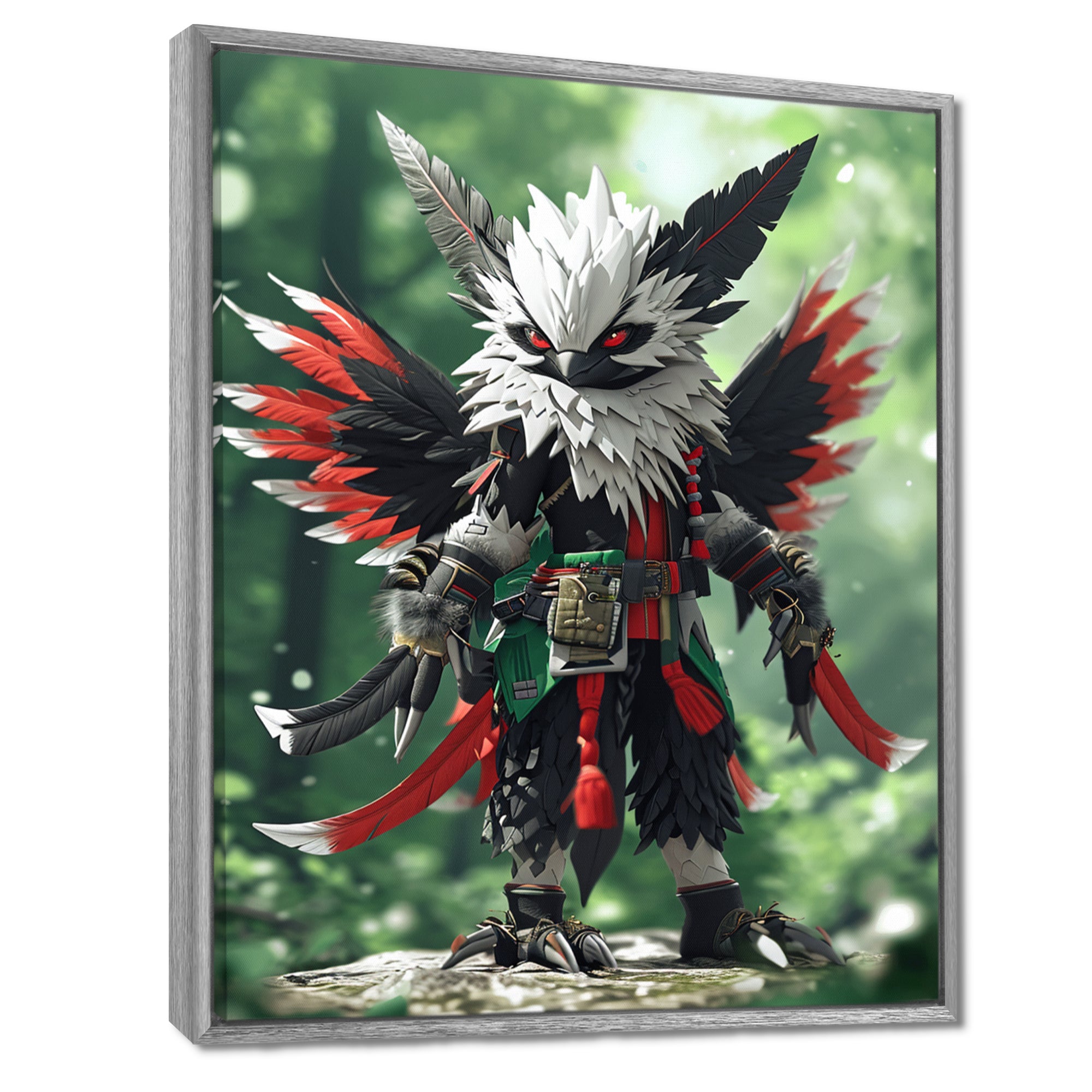 White Owl Feathered Fantasy Warrior - Owl Bedroom Wall Art