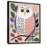 Playful Graphic White Owl Retro Colors - Owl Canvas Wall Art