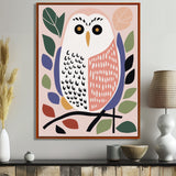 Playful Graphic White Owl Retro Colors - Owl Canvas Wall Art