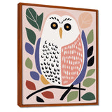 Playful Graphic White Owl Retro Colors - Owl Canvas Wall Art