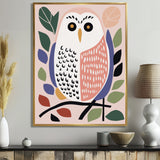 Playful Graphic White Owl Retro Colors - Owl Canvas Wall Art