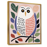 Playful Graphic White Owl Retro Colors - Owl Canvas Wall Art