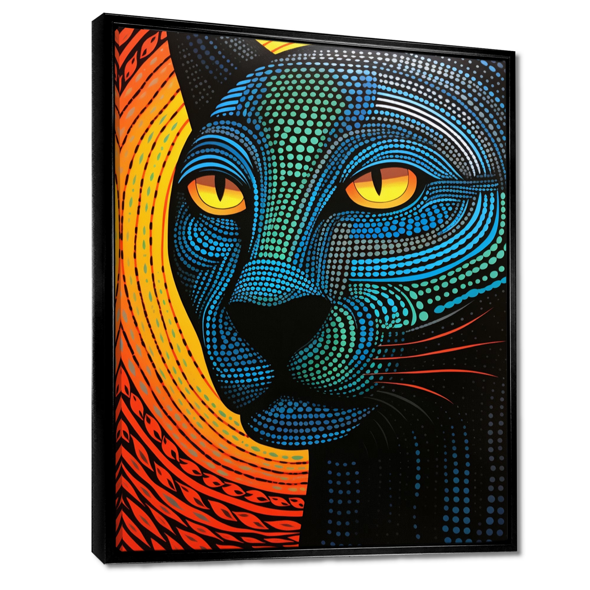 Blue Abstract Portrait Of Black Panther - Panther Wall Art Prints