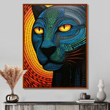 Blue Abstract Portrait Of Black Panther - Panther Wall Art Prints