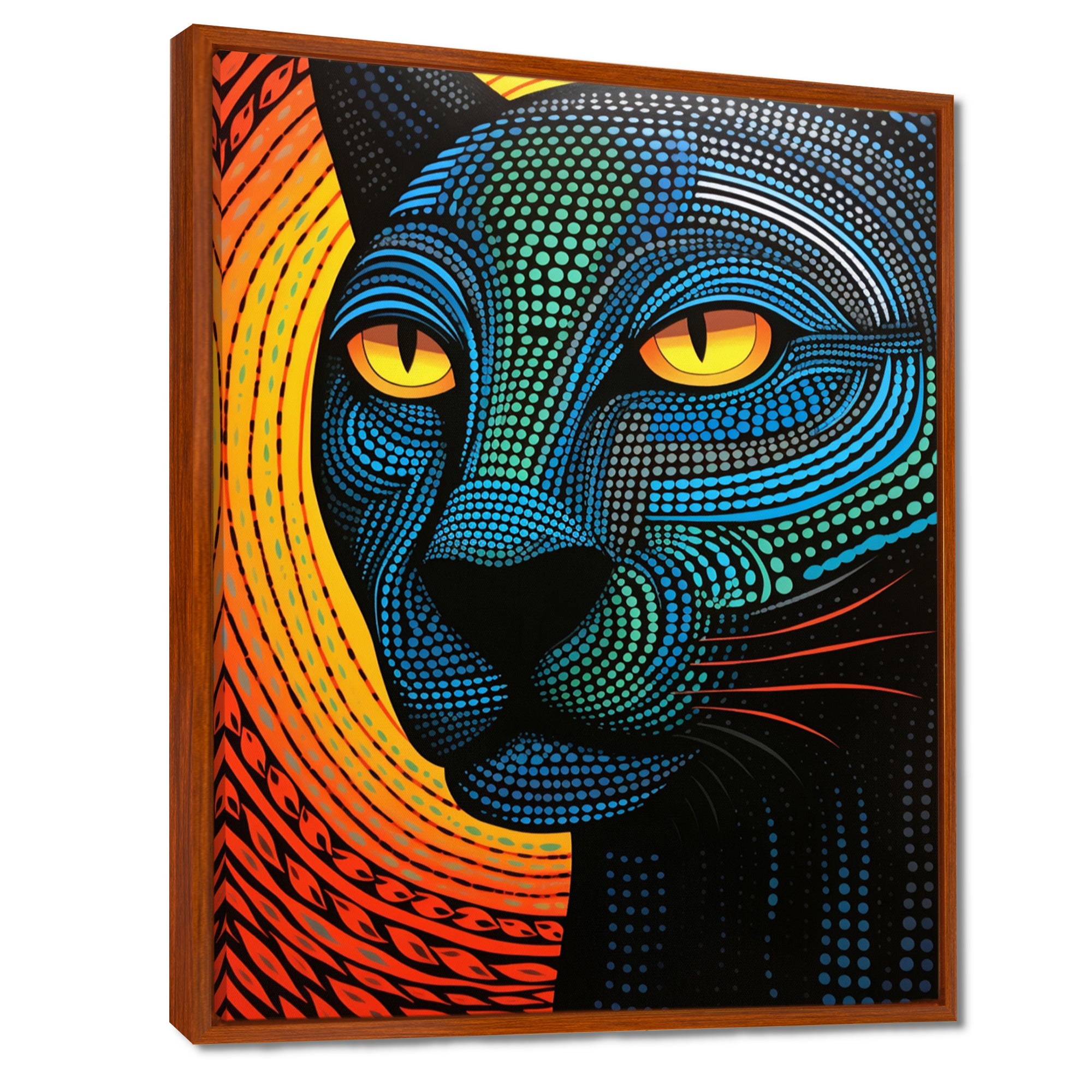 Blue Abstract Portrait Of Black Panther - Panther Wall Art Prints