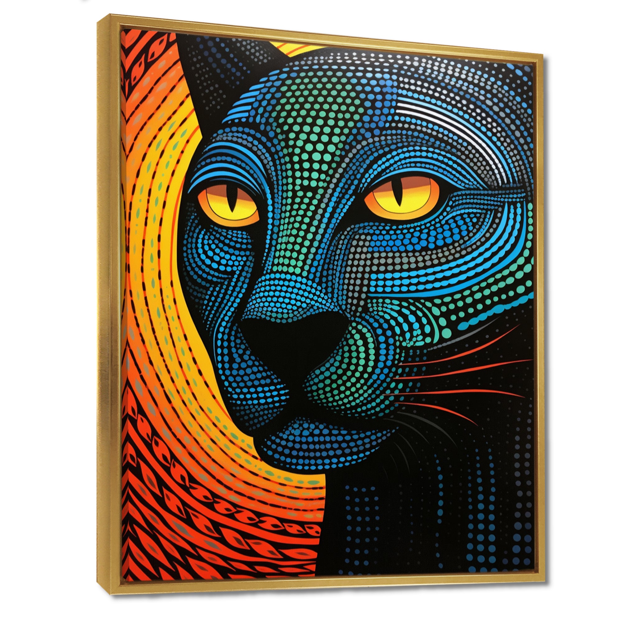 Blue Abstract Portrait Of Black Panther - Panther Wall Art Prints