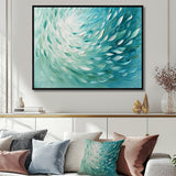 Green Turquoise Boho Feather Wave - Feathers Home Decor Art