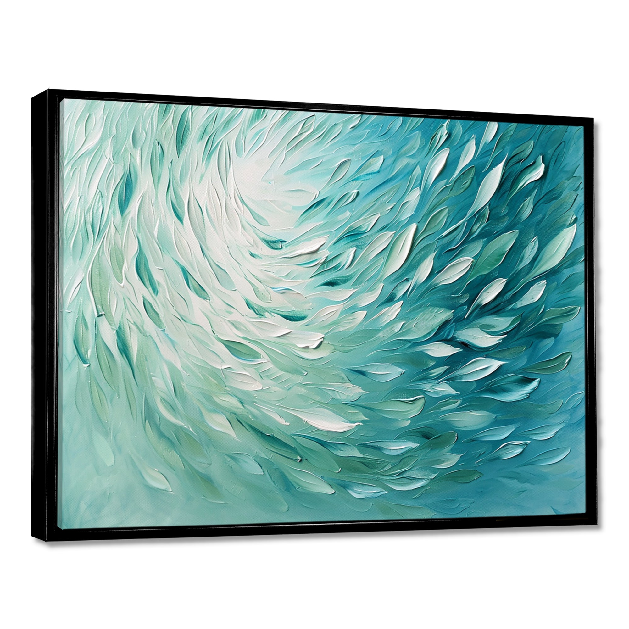 Green Turquoise Boho Feather Wave - Feathers Home Decor Art