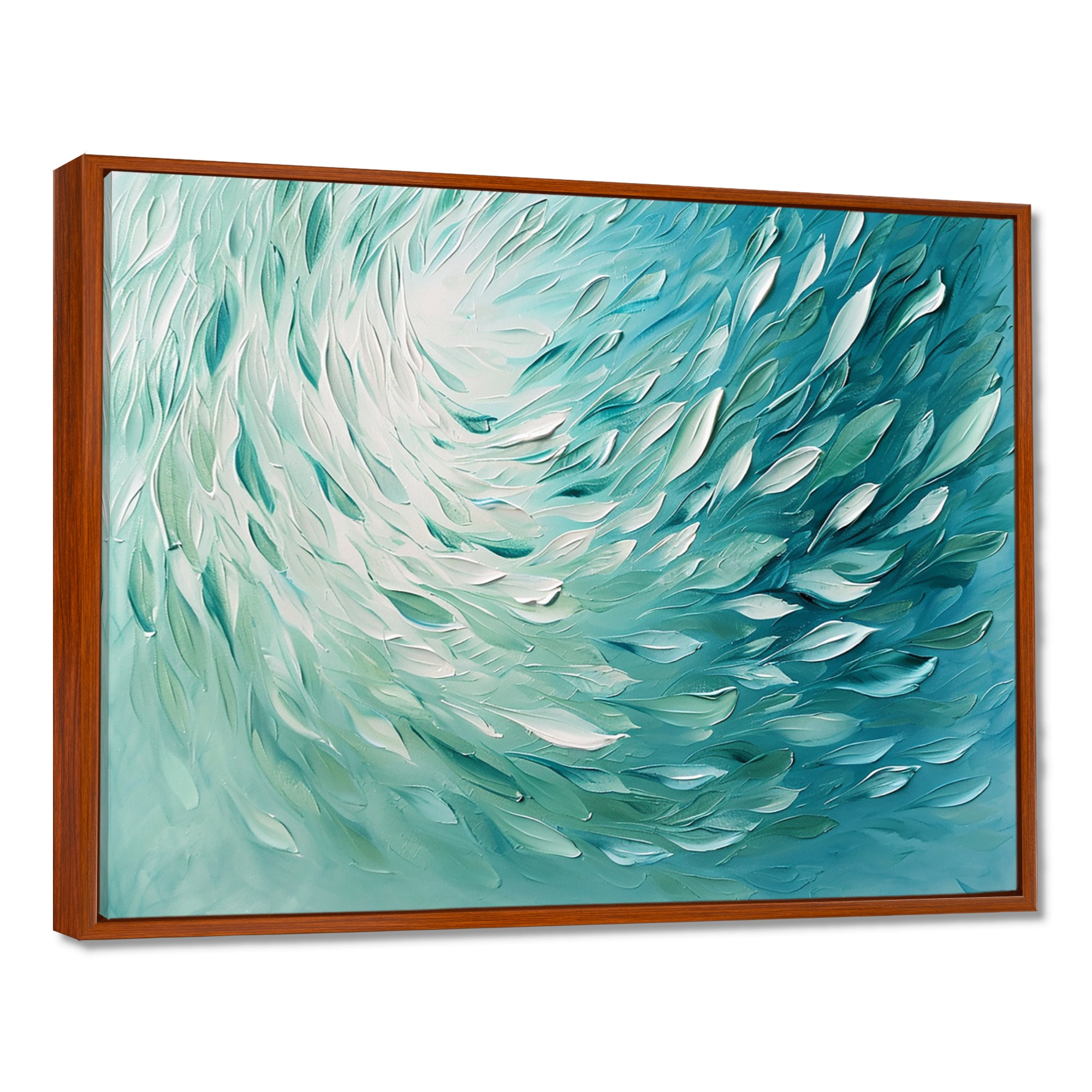 Green Turquoise Boho Feather Wave - Feathers Home Decor Art