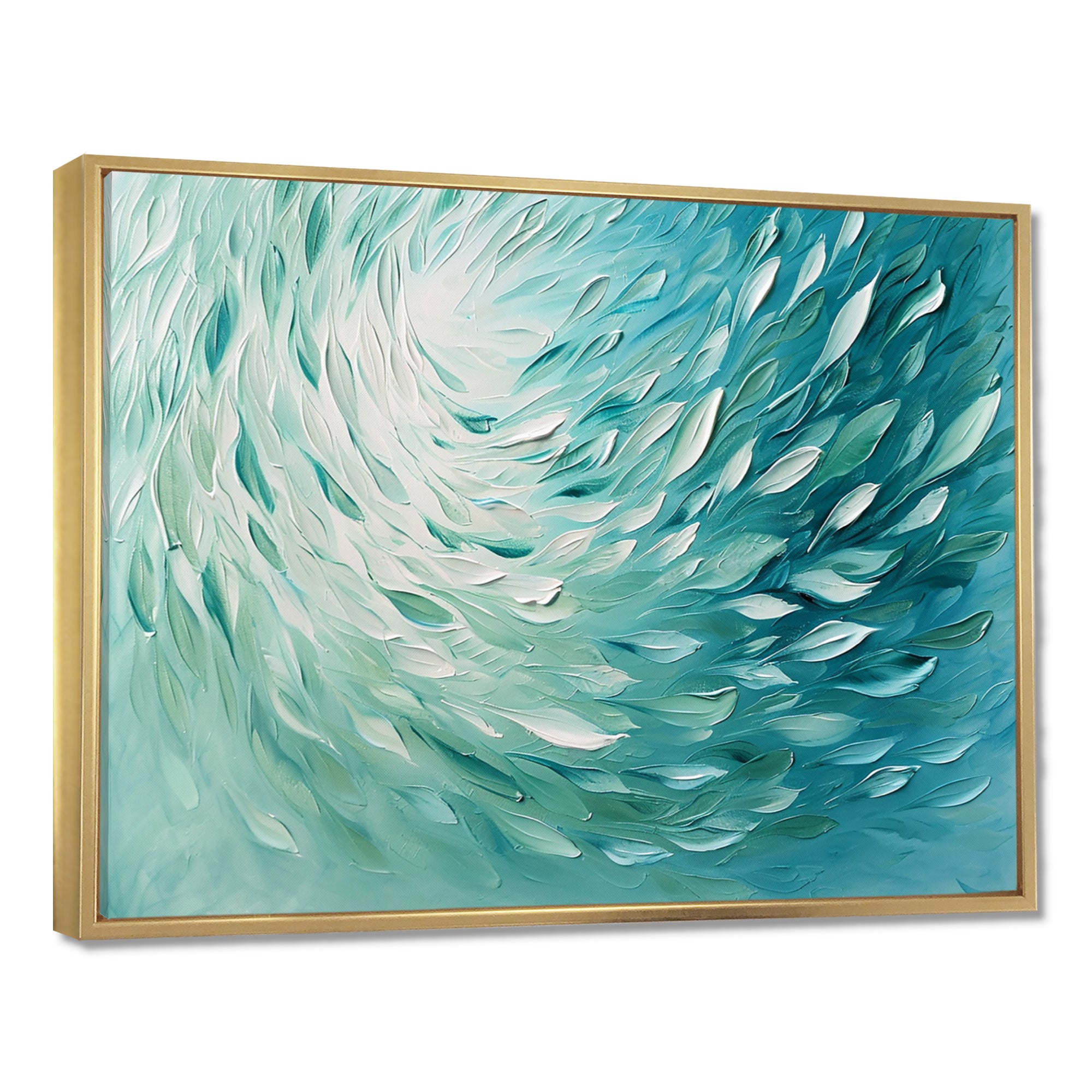 Green Turquoise Boho Feather Wave - Feathers Home Decor Art