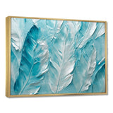Bold White And Turquoise Boho Feathers Painting - Feathers Living Room Wall Art