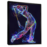 Neon Gold Player Striking - Sport Golf Canvas Wall Art