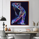 Neon Gold Player Striking - Sport Golf Canvas Wall Art