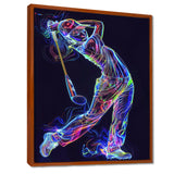 Neon Gold Player Striking - Sport Golf Canvas Wall Art