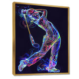 Neon Gold Player Striking - Sport Golf Canvas Wall Art
