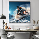 Descending The Mountain In Speed And Style I - Skiing Canvas Wall Art