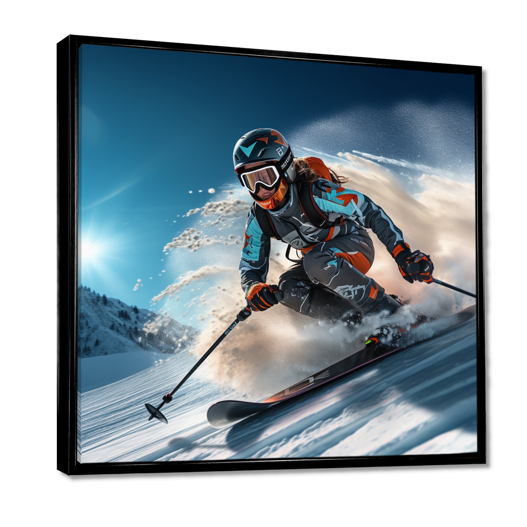Descending The Mountain In Speed And Style I - Skiing Canvas Wall Art