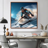 Descending The Mountain In Speed And Style I - Skiing Canvas Wall Art