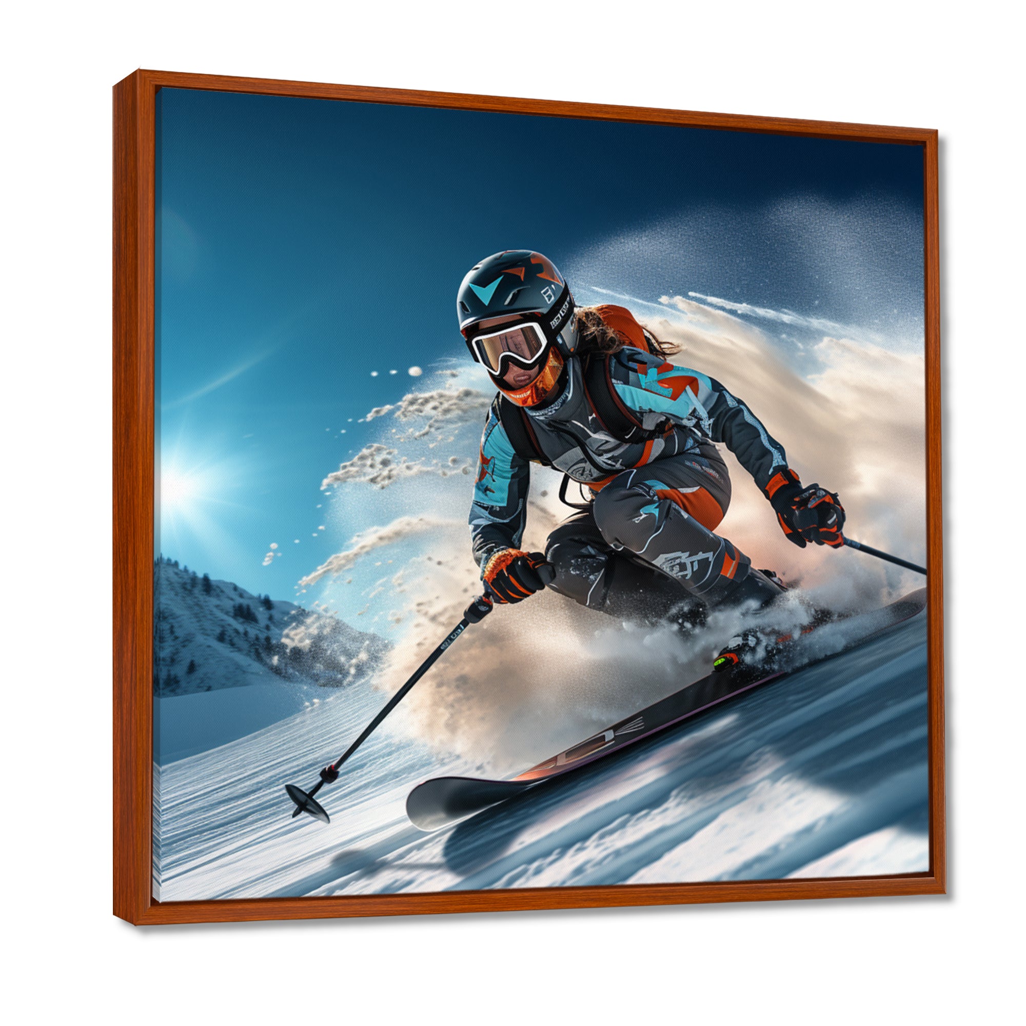 Descending The Mountain In Speed And Style I - Skiing Canvas Wall Art