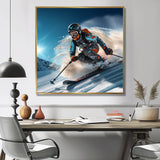 Descending The Mountain In Speed And Style I - Skiing Canvas Wall Art