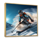 Descending The Mountain In Speed And Style I - Skiing Canvas Wall Art