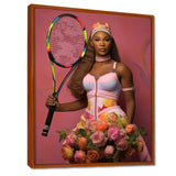 Serene With Pink Roses And Tennis Racket - Sport Tennis Canvas Wall Art
