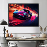 Futuristic Fuchsia High Speed Porsche - Car Exotic Canvas Wall Art