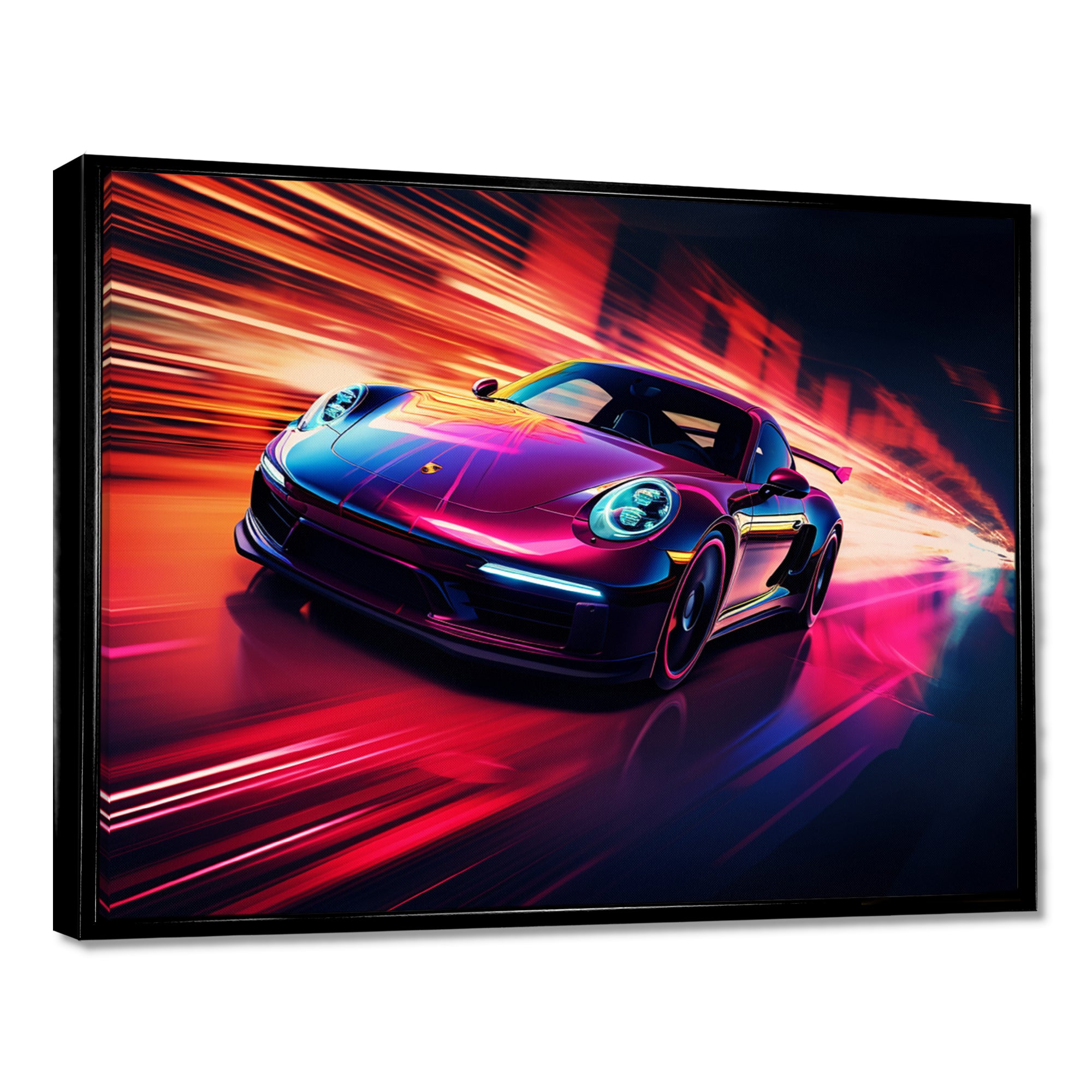 Futuristic Fuchsia High Speed Porsche - Car Exotic Canvas Wall Art