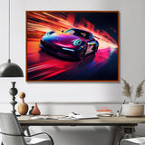 Futuristic Fuchsia High Speed Porsche - Car Exotic Canvas Wall Art
