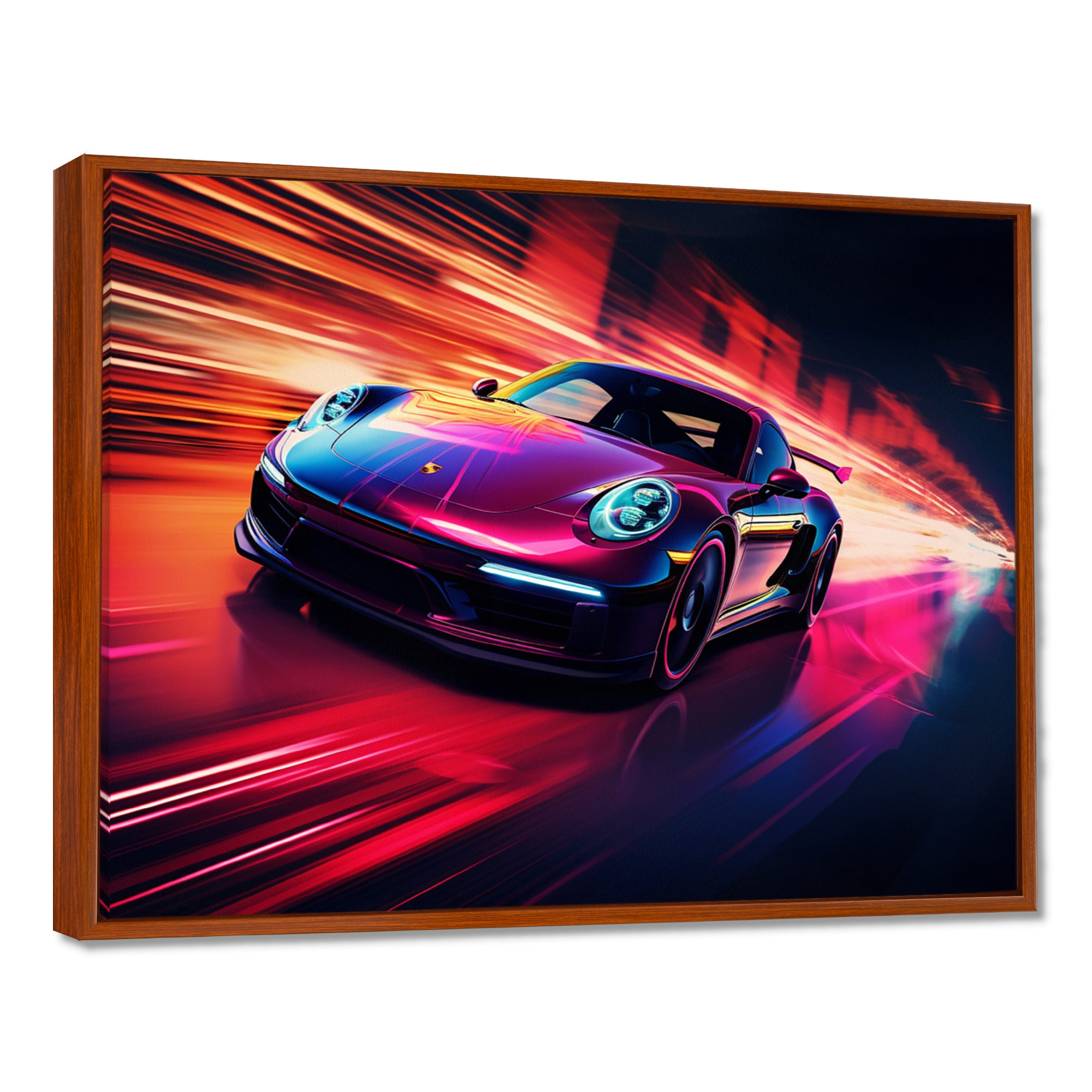 Futuristic Fuchsia High Speed Porsche - Car Exotic Canvas Wall Art