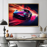 Futuristic Fuchsia High Speed Porsche - Car Exotic Canvas Wall Art