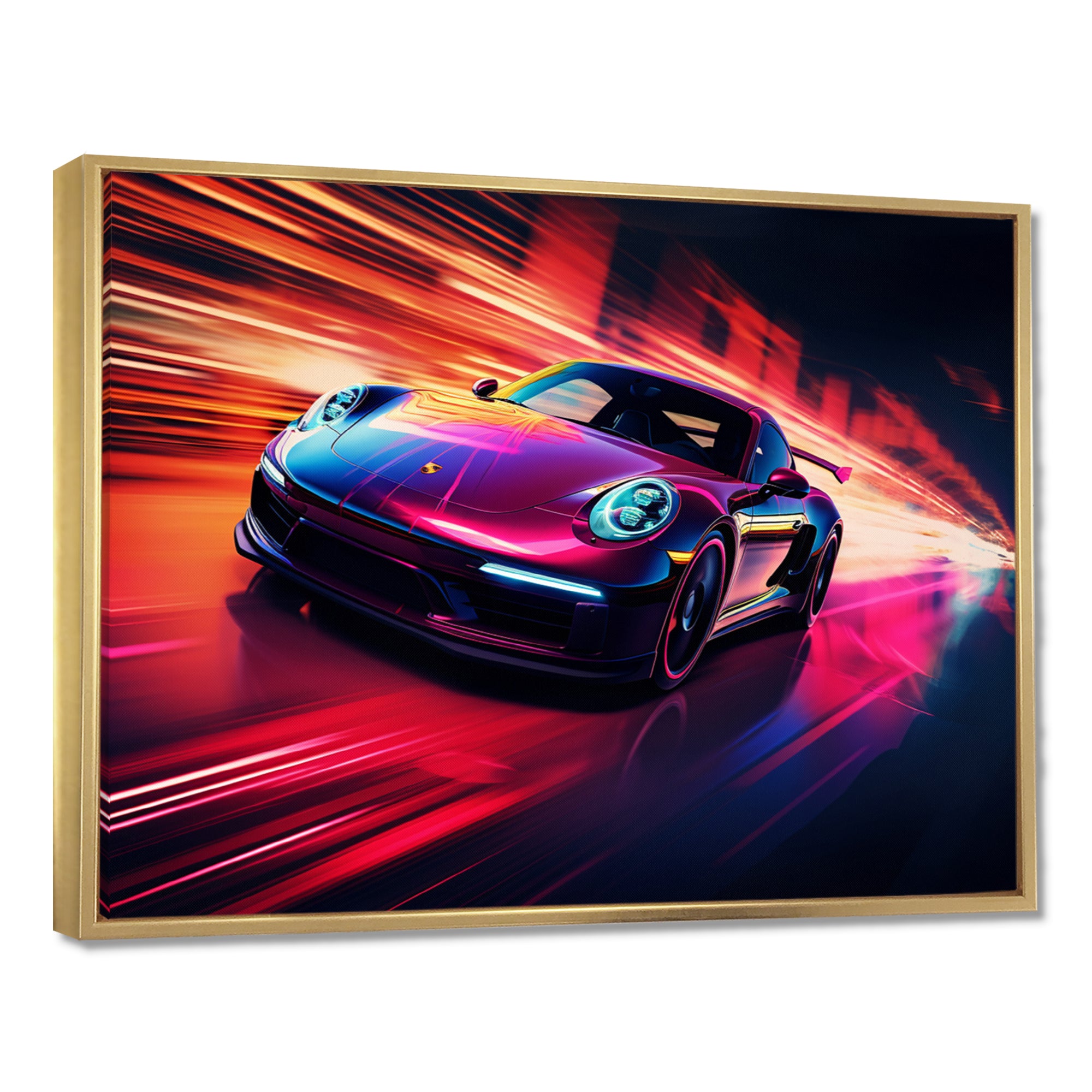 Futuristic Fuchsia High Speed Porsche - Car Exotic Canvas Wall Art
