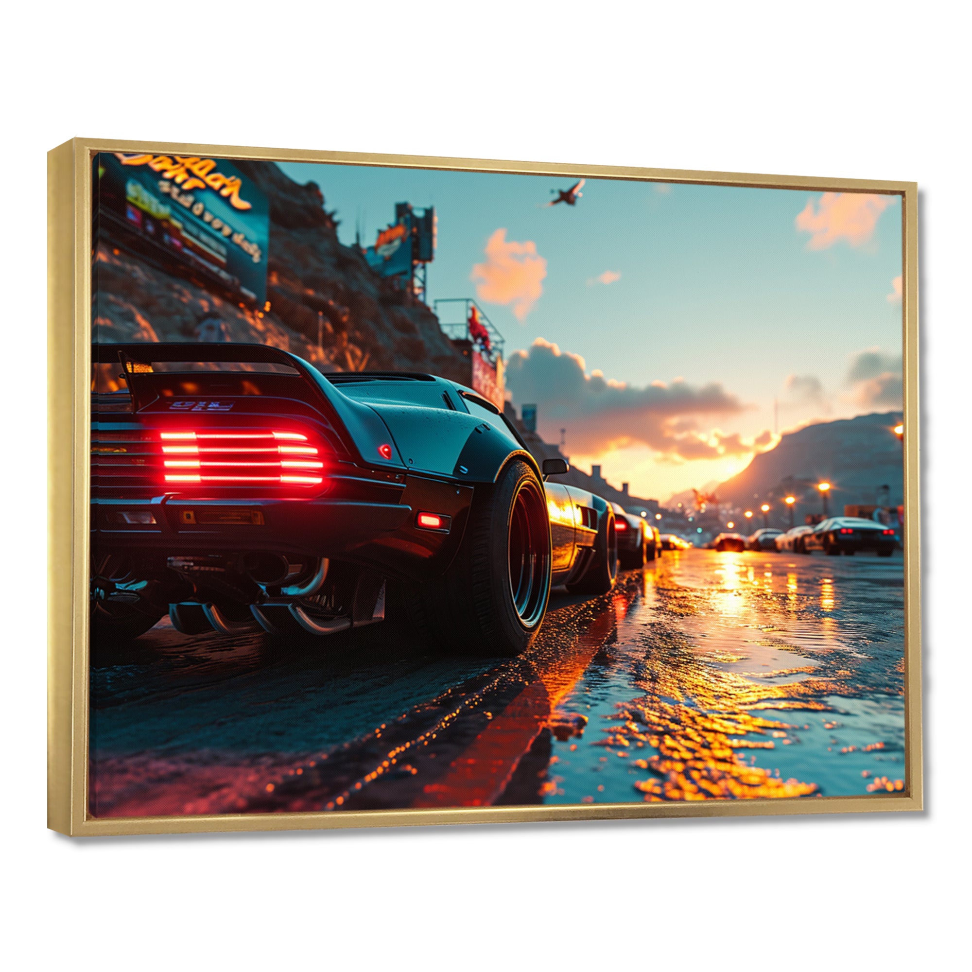 High Speed Sportscar Monaco Street Race - Car Exotic Canvas Wall Art