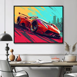 High Speed Retro Red Sports Car - Car Exotic Canvas Wall Art