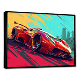 High Speed Retro Red Sports Car - Car Exotic Canvas Wall Art