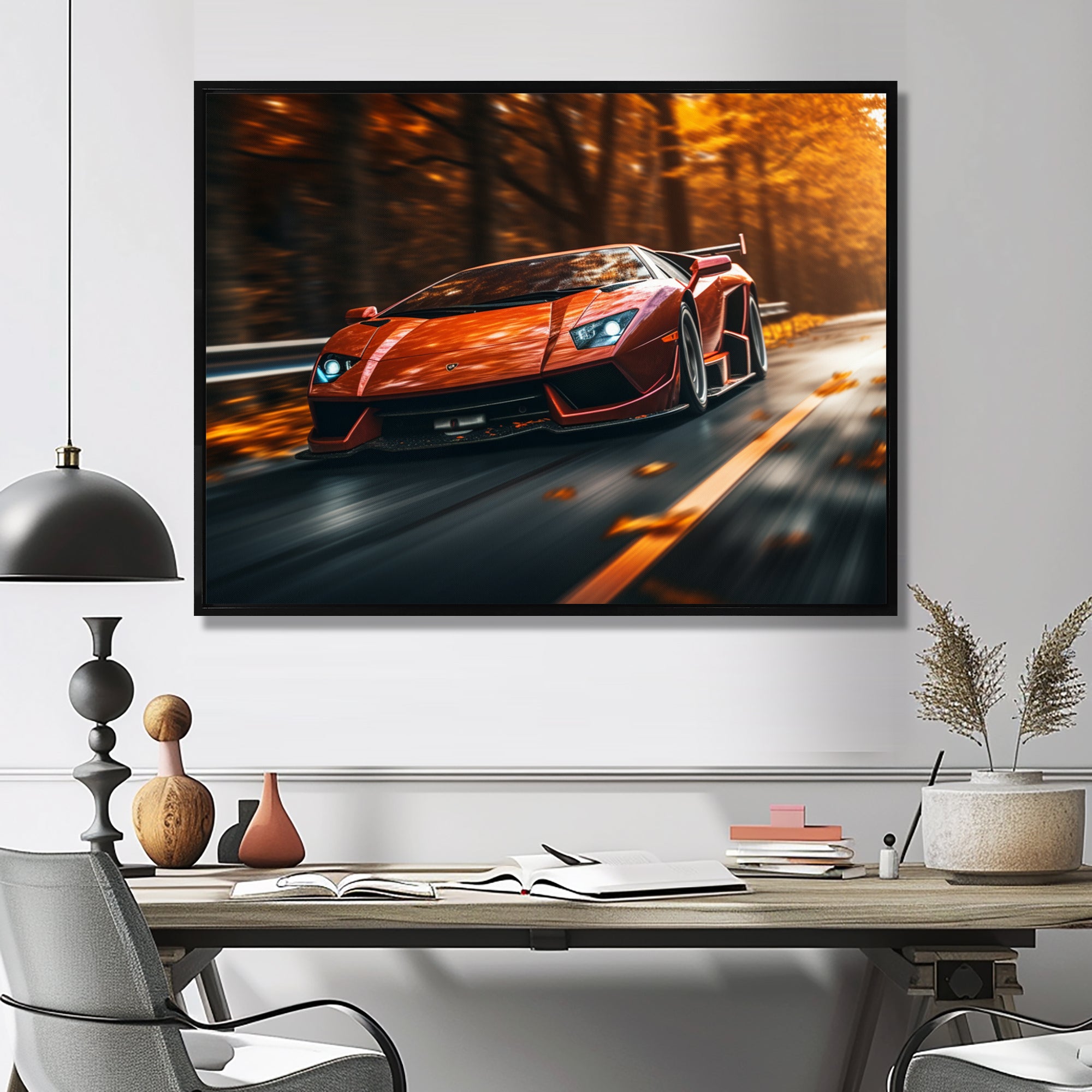 Lamborghini Diablo Highway Orange - Car Exotic Canvas Wall Art