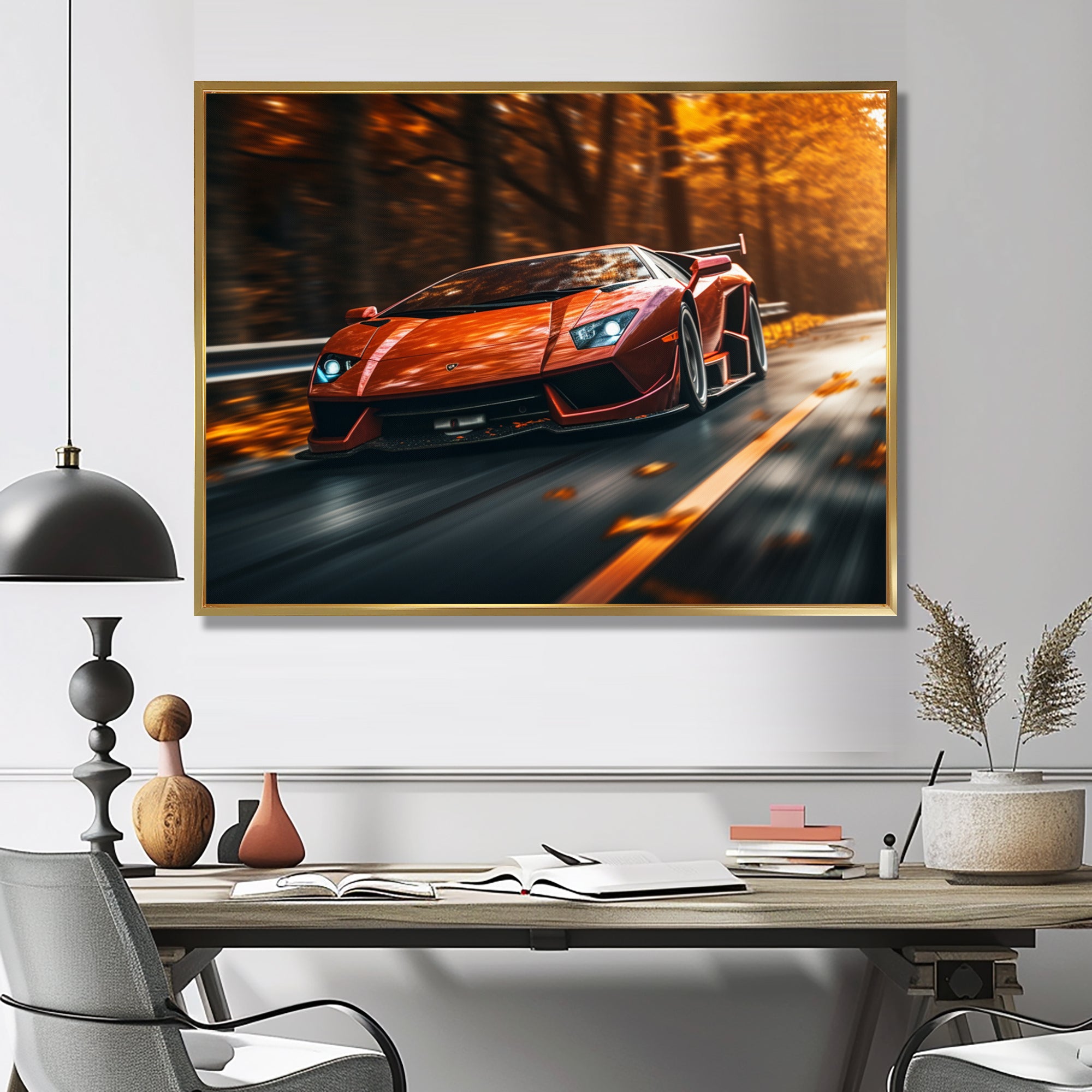Lamborghini Diablo Highway Orange - Car Exotic Canvas Wall Art