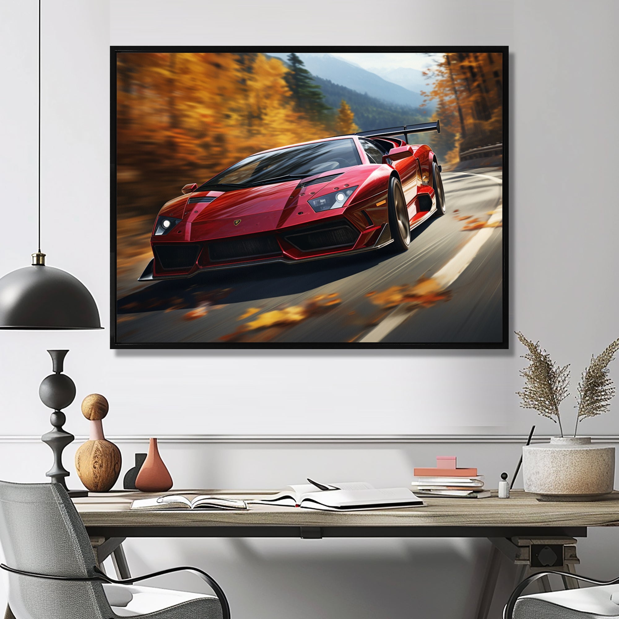 Lamborghini Diablo Highway Red - Car Exotic Canvas Wall Art