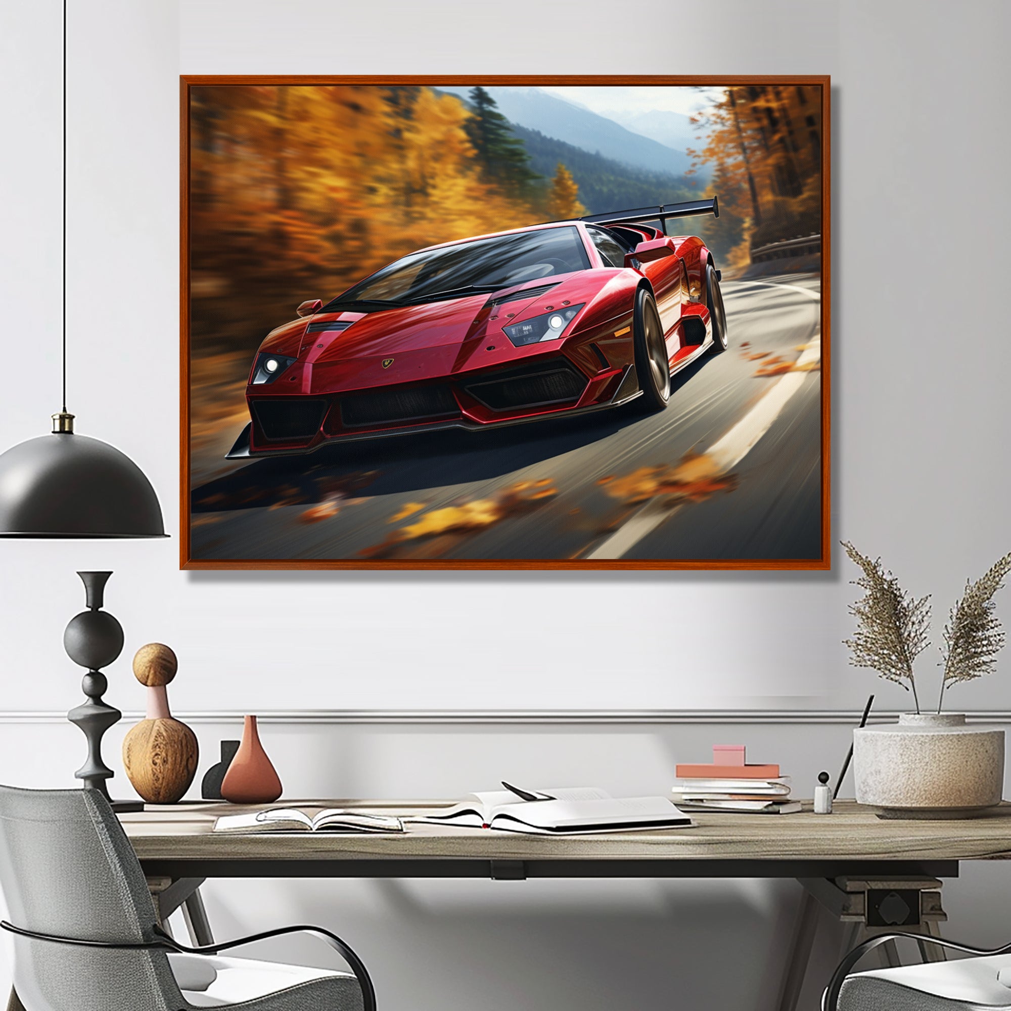 Lamborghini Diablo Highway Red - Car Exotic Canvas Wall Art
