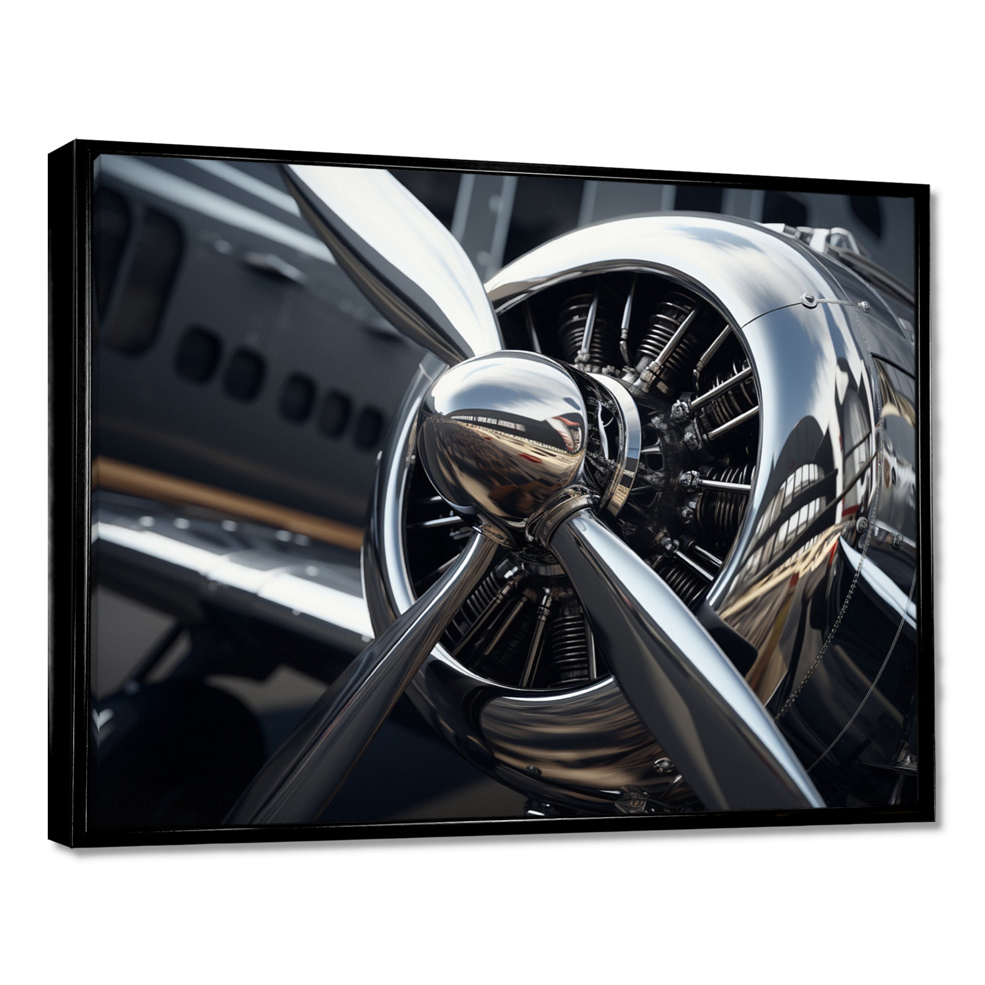 Silver Wings Chrome Reflection Airliner - Train Canvas Wall Art