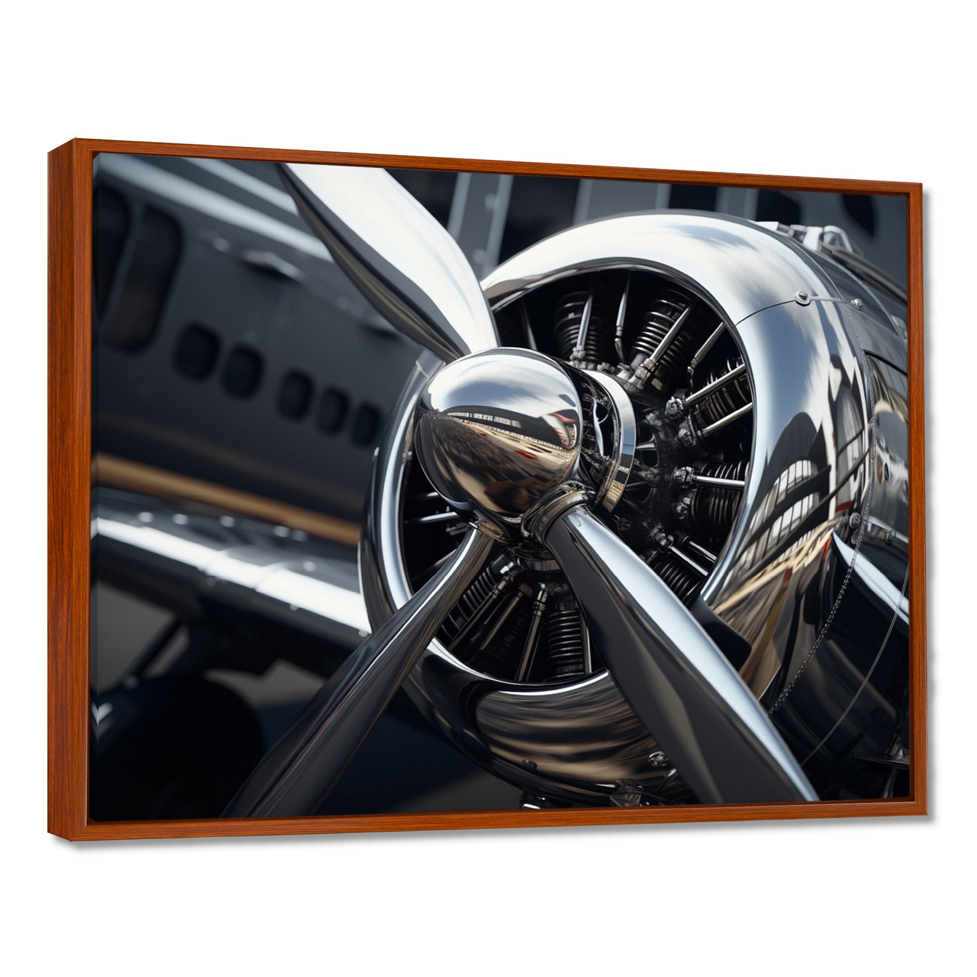 Silver Wings Chrome Reflection Airliner - Train Canvas Wall Art