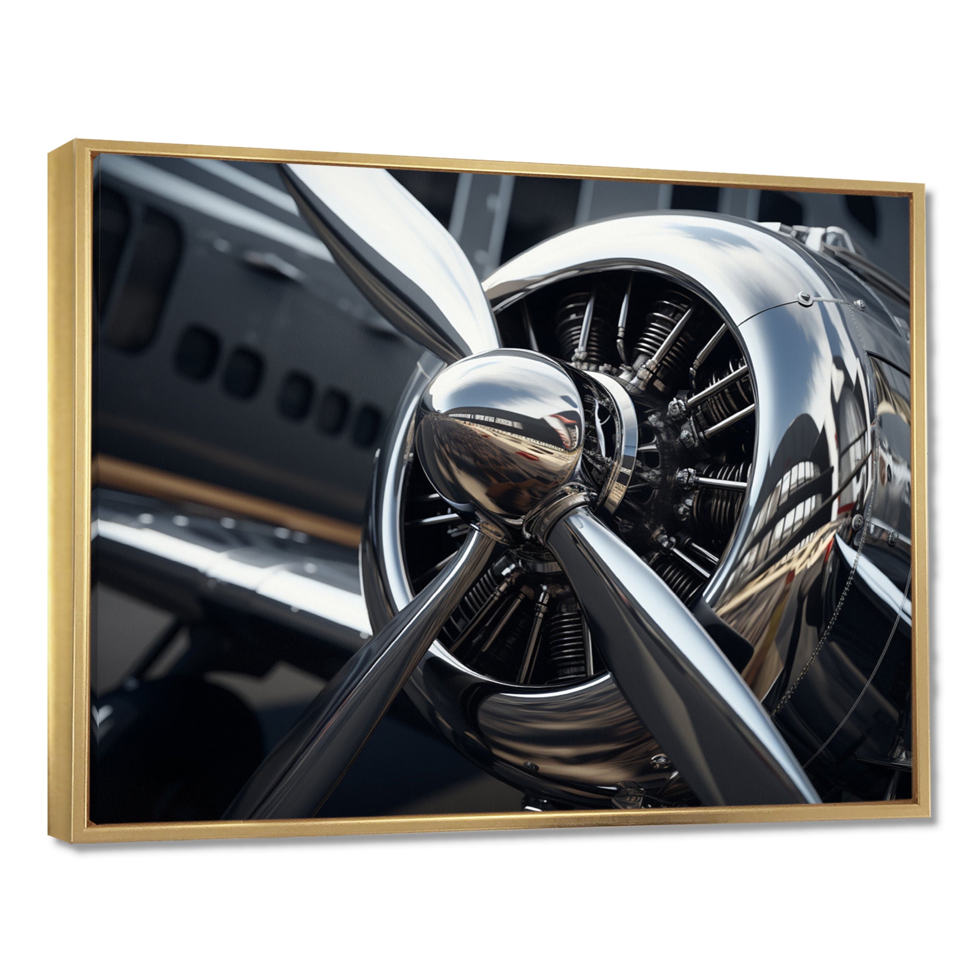 Silver Wings Chrome Reflection Airliner - Train Canvas Wall Art