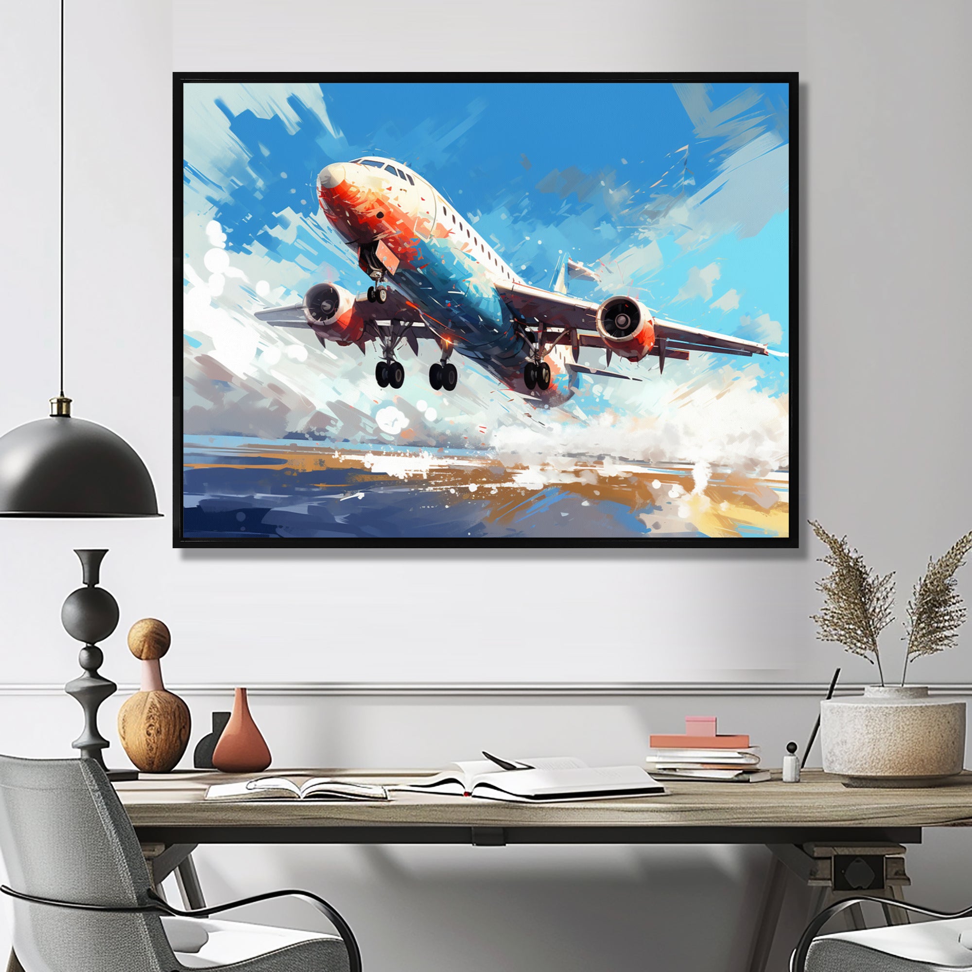 Take Off Flight Paint Spatter s - Train Canvas Wall Art